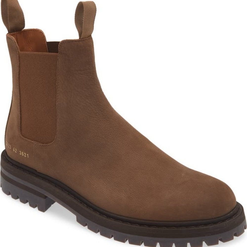Common Projects Chelsea Lug Sole Suede Boots Brown EU 43 US 10 Made in Italy